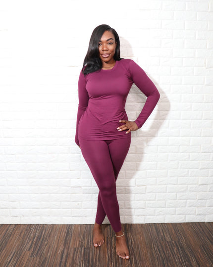 Long sleeve smooth like butter set| Eggplant