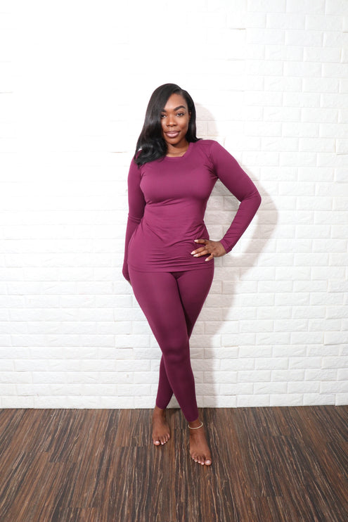 Long sleeve smooth like butter set| Eggplant