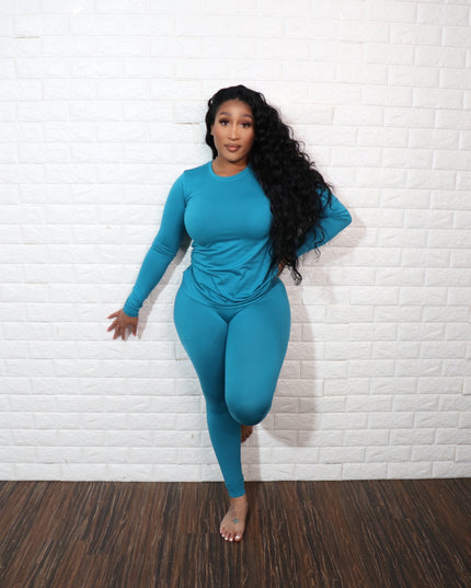 Long sleeve smooth like butter set| Teal