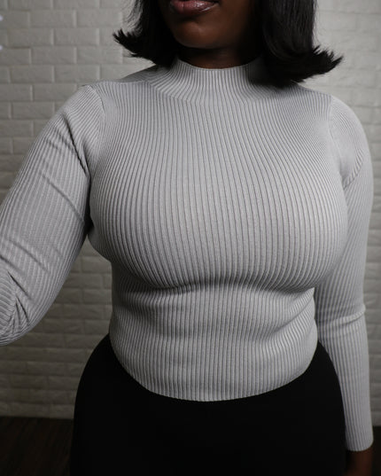 Ribbed crop turtleneck sweater