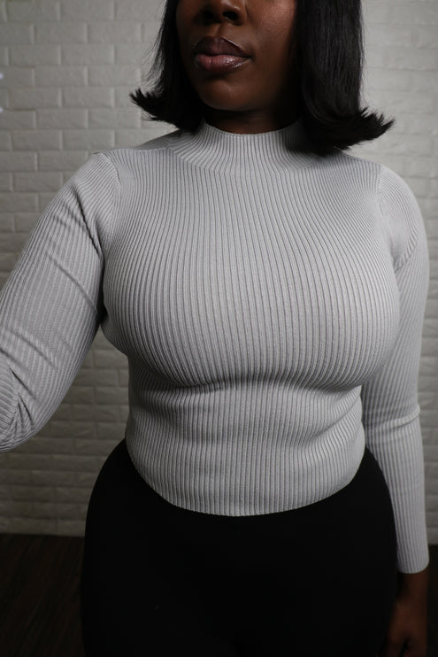 Ribbed crop turtleneck sweater