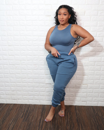 Jogger Sweat Set| Dusty blue