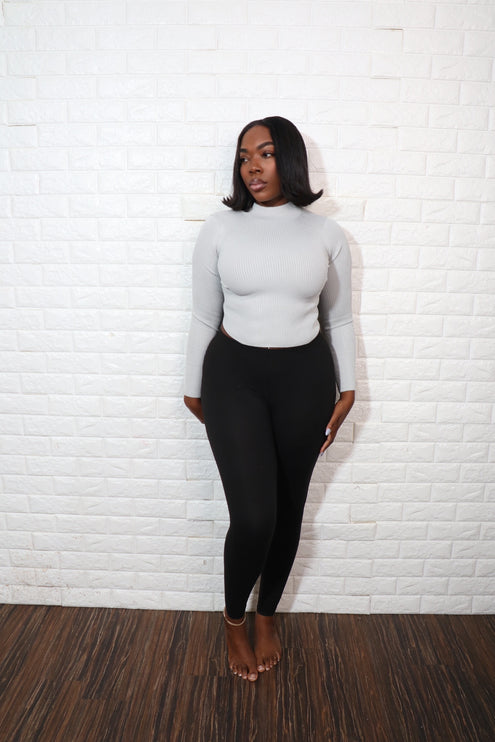 Ribbed crop turtleneck sweater