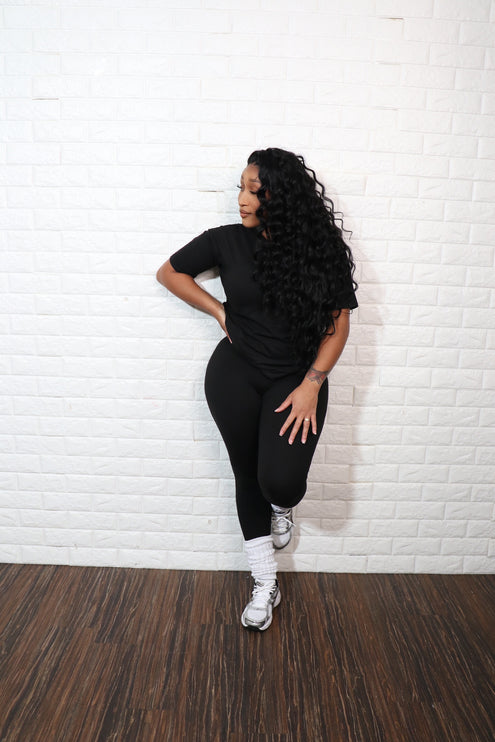 Short sleeve smooth like butter set| black