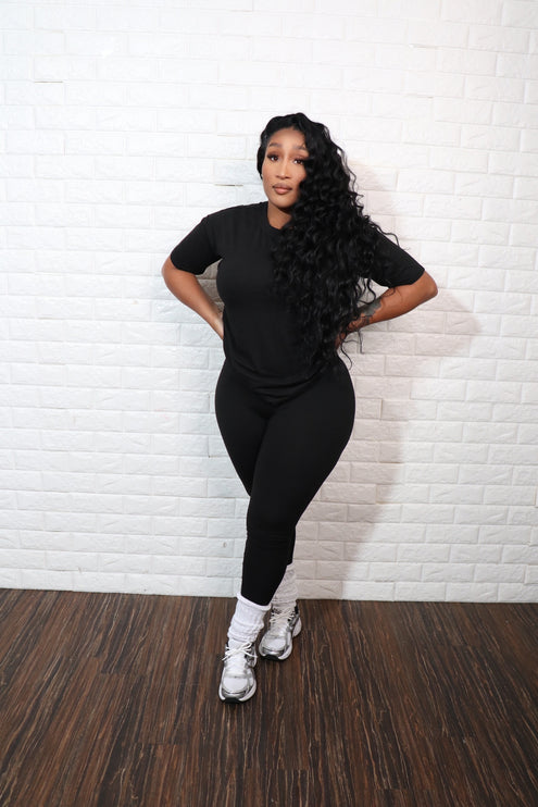 Short sleeve smooth like butter set| black