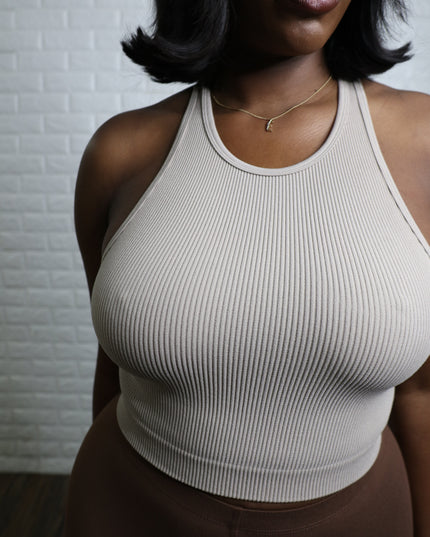 Ribbed seamless high neck crop top