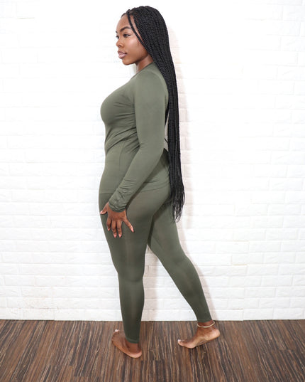 Long sleeve smooth like butter set| Olive