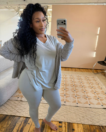 3 pc popcorn cardigan(Vneck)| Grey