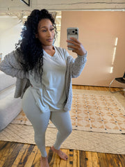 3 pc popcorn cardigan(Vneck)| Grey