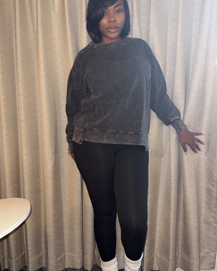 French Terry Sweater Set|Black