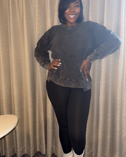 French Terry Sweater Set|Black